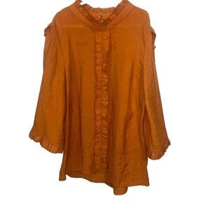 Current Air Los Angeles Orange Long Sleeve Blouse